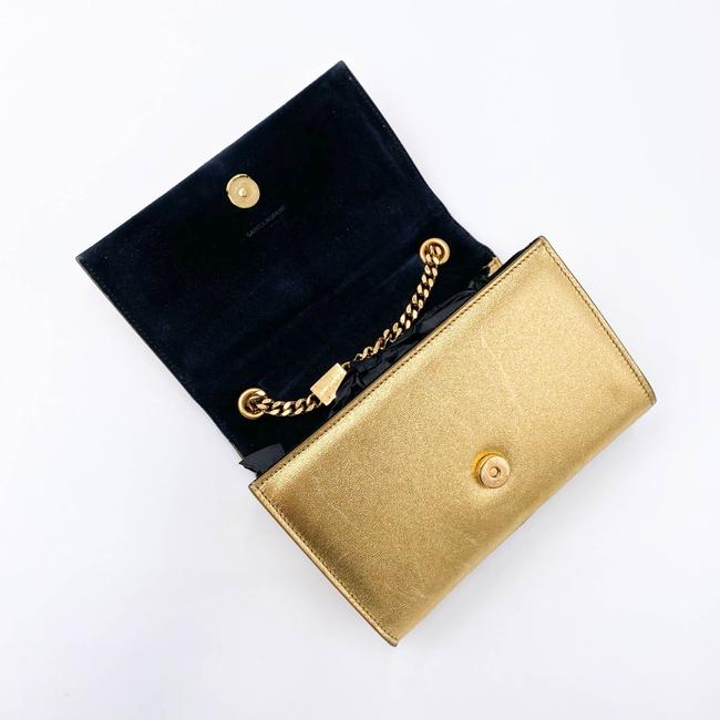 Saint Laurent Monogram Kate Metallic Calfskin Small Classic Tassel Satchel Gold Leather Shoulder Bag