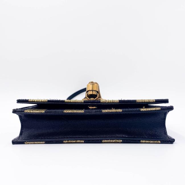 Saint Laurent Monogram Kate Metallic Stripe Wallet On A Chain Woc Black and Gold Leather Shoulder Bag
