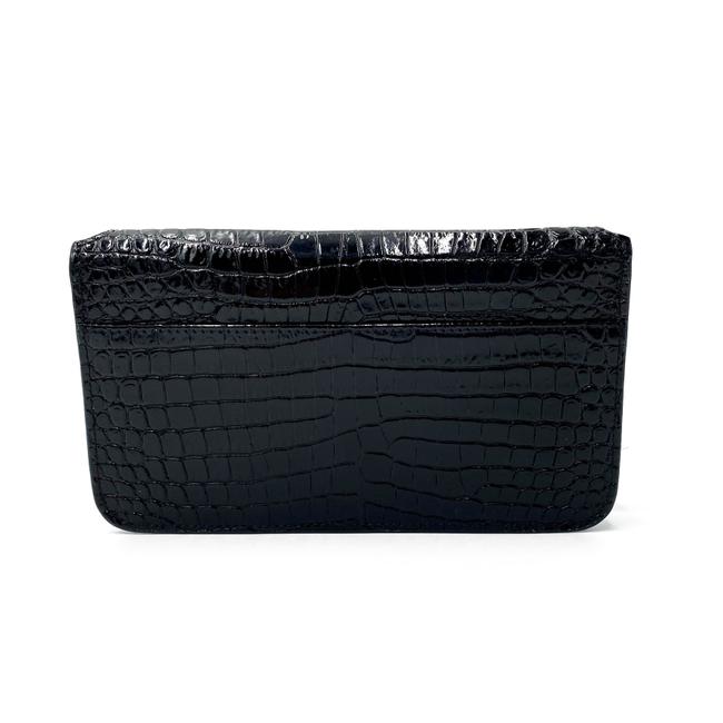 Saint Laurent Monogram Kate Monogram Croc-effect Phone Holder Black Leather Cross Body Bag