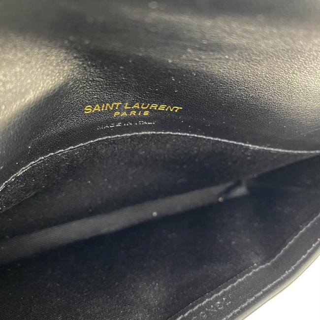 Saint Laurent Monogram Kate Monogram Croc-effect Phone Holder Black Leather Cross Body Bag