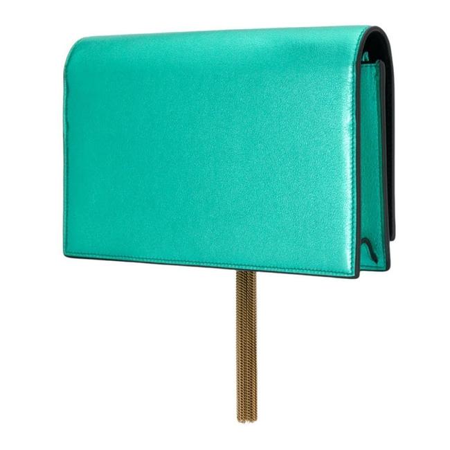 Saint Laurent Monogram Kate Monogram Tassel Metallic Chlorophylle Green Leather Cross Body Bag