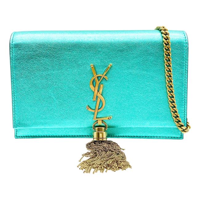 Saint Laurent Monogram Kate Monogram Tassel Metallic Chlorophylle Green Leather Cross Body Bag