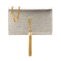 Saint Laurent Monogram Kate Pale Textured Grained Metallic Gold Leather Cross Body Bag