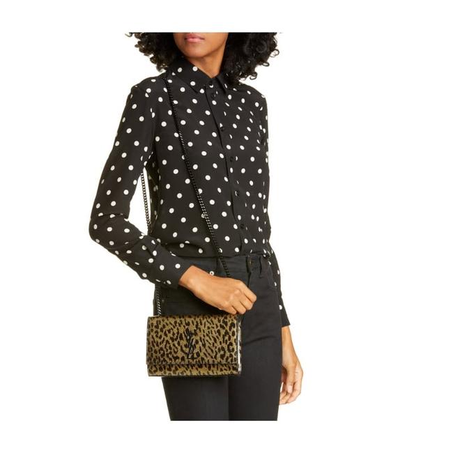 Saint Laurent Monogram Kate Shoulder Glitter Leopard Black Patent Leather Cross Body Bag