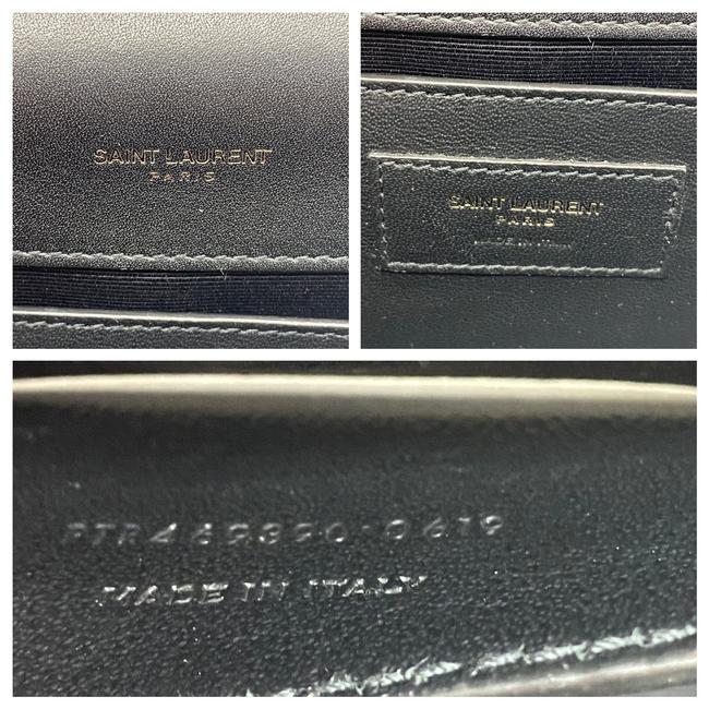 Saint Laurent Monogram Kate Shoulder Glitter Leopard Black Patent Leather Cross Body Bag