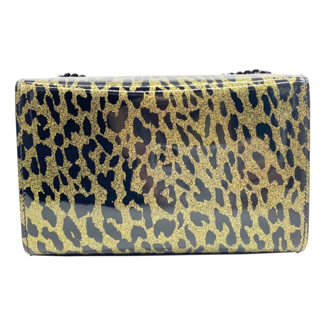 Saint Laurent Monogram Kate Shoulder Glitter Leopard Black Patent Leather Cross Body Bag