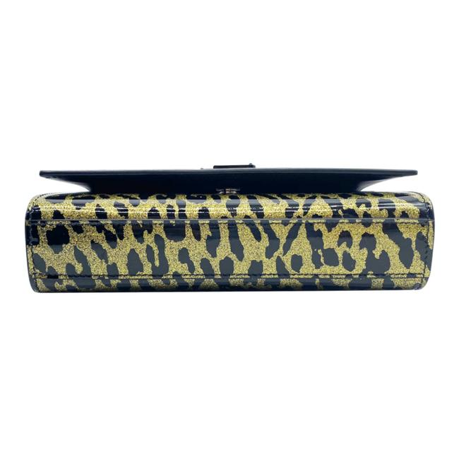 Saint Laurent Monogram Kate Shoulder Glitter Leopard Black Patent Leather Cross Body Bag
