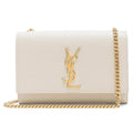 Saint Laurent Monogram Kate Small Crema Soft Monogram Chain Ghw White Leather Cross Body Bag