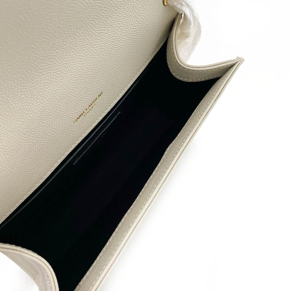 Saint Laurent Monogram Kate Small Crema Soft Monogram Chain Ghw White Leather Cross Body Bag