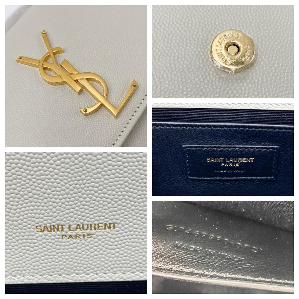 Saint Laurent Monogram Kate Small Crema Soft Monogram Chain Ghw White Leather Cross Body Bag