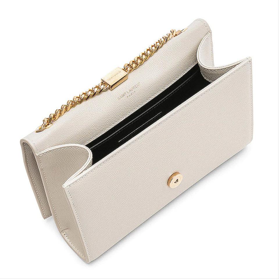 Saint Laurent Monogram Kate Small Crema Soft Monogram Chain Ghw White Leather Cross Body Bag