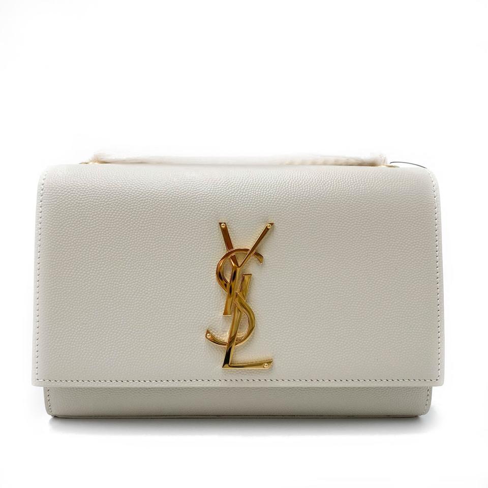 Saint Laurent Monogram Kate Small Crema Soft Monogram Chain Ghw White Leather Cross Body Bag