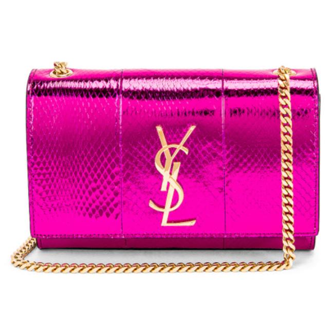 Saint Laurent Monogram Kate Small Metallic Ayers Pink Leather Shoulder Bag