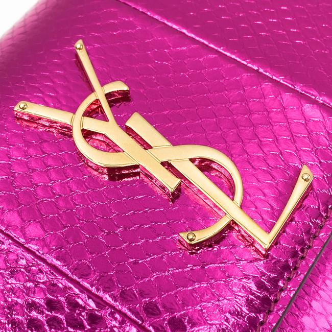 Saint Laurent Monogram Kate Small Metallic Ayers Pink Leather Shoulder Bag