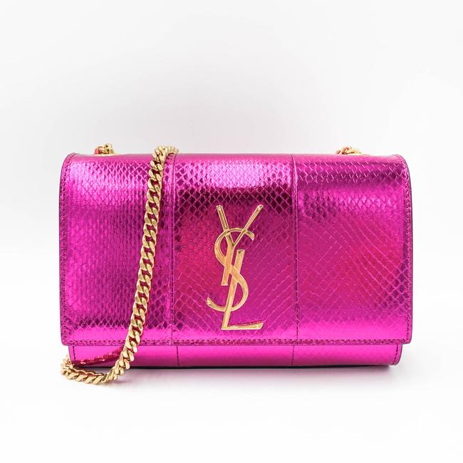 Saint Laurent Monogram Kate Small Metallic Ayers Pink Leather Shoulder Bag