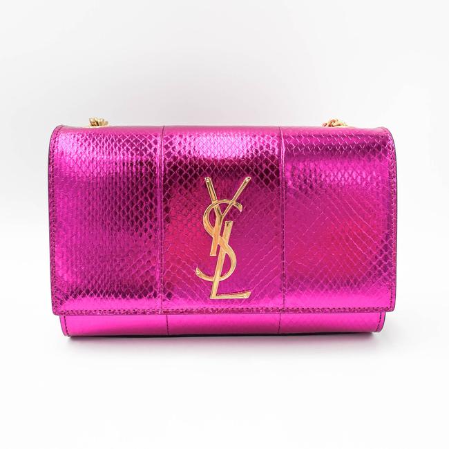 Saint Laurent Monogram Kate Small Metallic Ayers Pink Leather Shoulder Bag