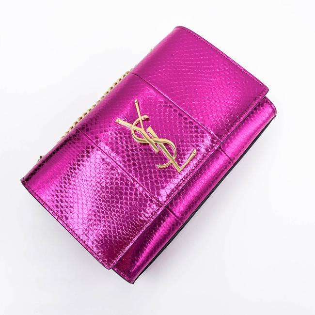 Saint Laurent Monogram Kate Small Metallic Ayers Pink Leather Shoulder Bag