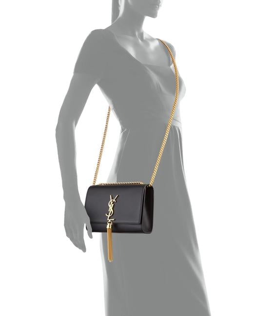 Saint Laurent Monogram Kate Small Smooth Tassel On Chain Black Calfskin Leather Shoulder Bag