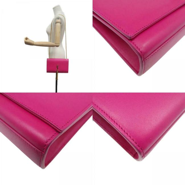 Saint Laurent Monogram Kate Smooth Medium Classic Tassel Fuchsia Pink Calfskin Leather Shoulder Bag