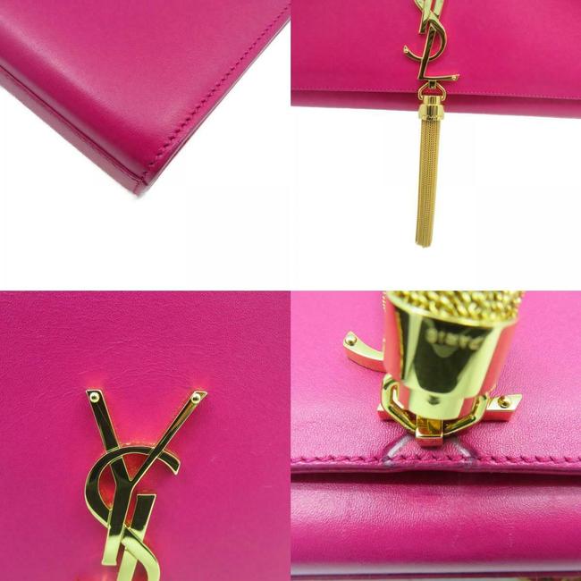 Saint Laurent Monogram Kate Smooth Medium Classic Tassel Fuchsia Pink Calfskin Leather Shoulder Bag