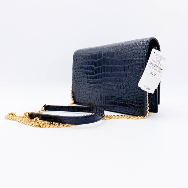 Saint Laurent Monogram Kate Wallet on Chain Crocodile Embossed Tassel Black Patent Leather Cross Body Bag