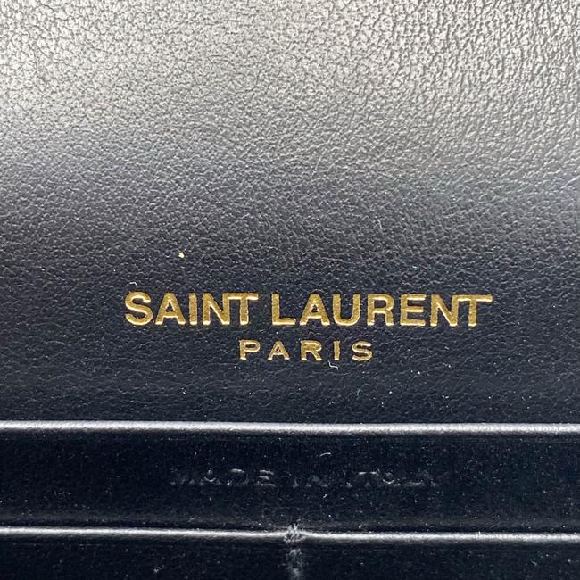 Saint Laurent Monogram Kate Wallet on Chain Crocodile Embossed Tassel Black Patent Leather Cross Body Bag