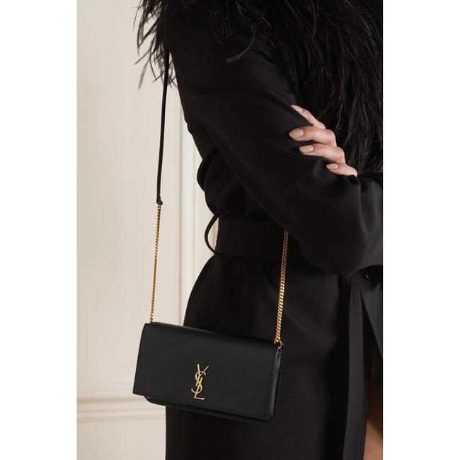 Saint Laurent Monogram Kate Ysl Phone Holder with Strap In Smooth Black Leather Cross Body Bag