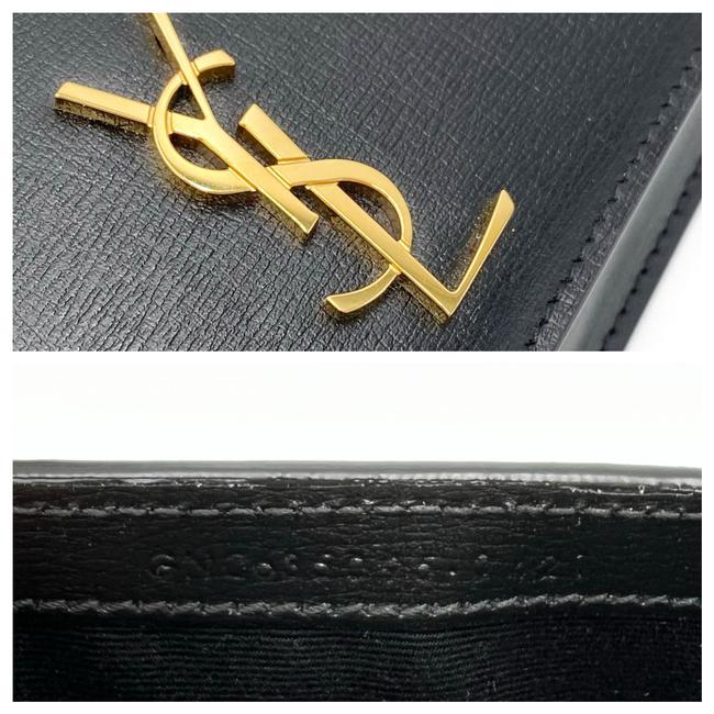 Saint Laurent Monogram Kate Ysl Phone Holder with Strap In Smooth Black Leather Cross Body Bag