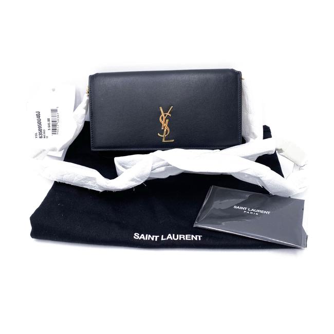 Saint Laurent Monogram Kate Ysl Phone Holder with Strap In Smooth Black Leather Cross Body Bag