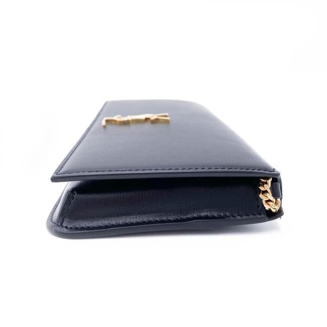 Saint Laurent Monogram Kate Ysl Phone Holder with Strap In Smooth Black Leather Cross Body Bag