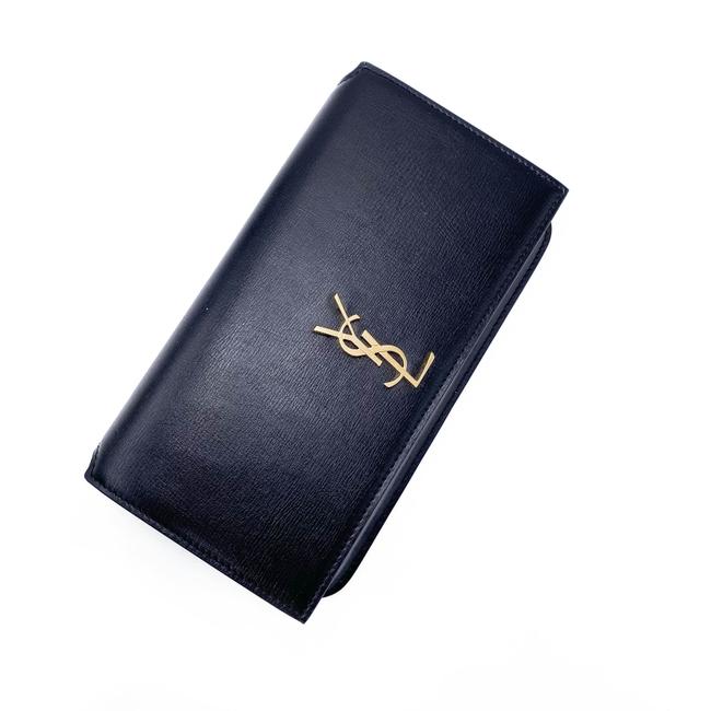 Saint Laurent Monogram Kate Ysl Phone Holder with Strap In Smooth Black Leather Cross Body Bag