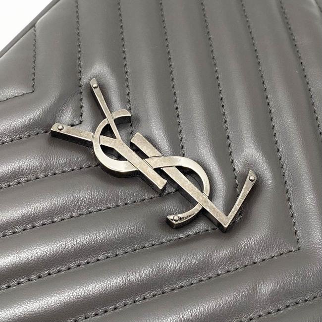 Saint Laurent Monogram Lou Camera Calfskin Matelasse Asphalt Grey Leather Shoulder Bag