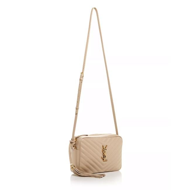 Saint Laurent Monogram Lou Camera Calfskin Matelasse Beige Leather Cross Body Bag
