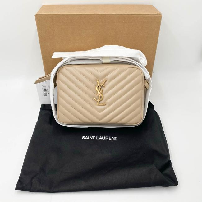 Saint Laurent Monogram Lou Camera Calfskin Matelasse Beige Leather Cross Body Bag