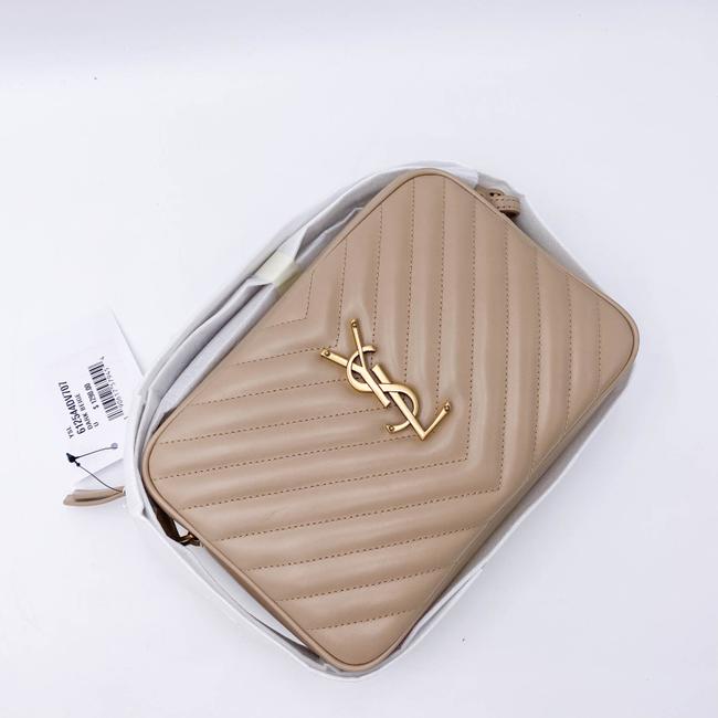 Saint Laurent Monogram Lou Camera Calfskin Matelasse Beige Leather Cross Body Bag