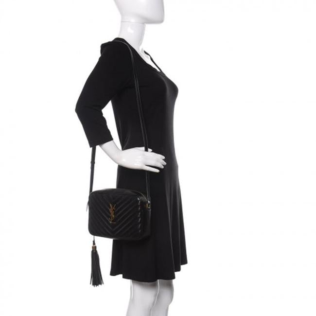 Saint Laurent Monogram Lou Camera Calfskin Matelasse Black Leather Cross Body Bag