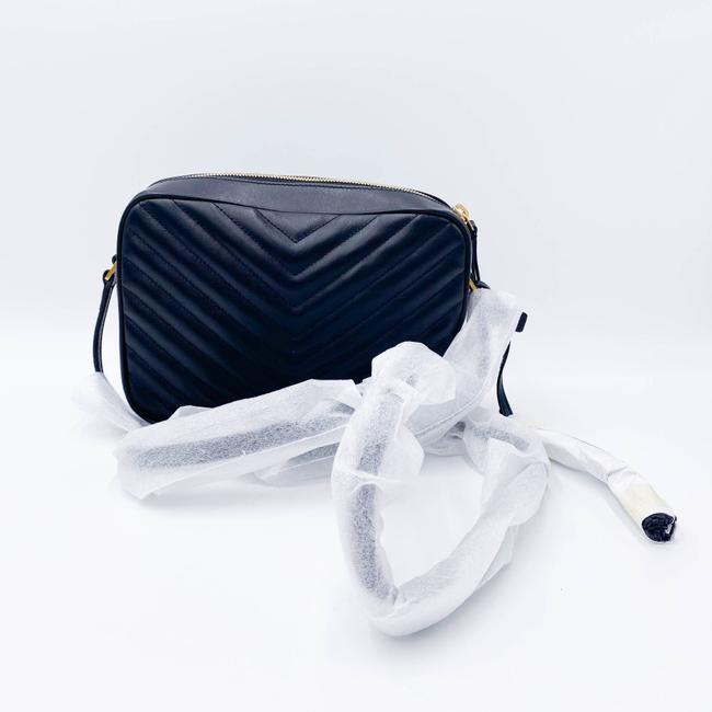 Saint Laurent Monogram Lou Camera Calfskin Matelasse Black Leather Cross Body Bag