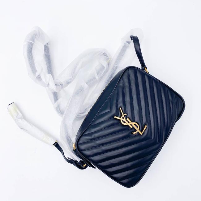 Saint Laurent Monogram Lou Camera Calfskin Matelasse Black Leather Cross Body Bag