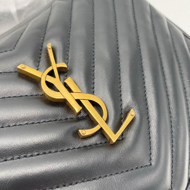 Saint Laurent Monogram Lou Camera Calfskin Matelasse Black Leather Cross Body Bag