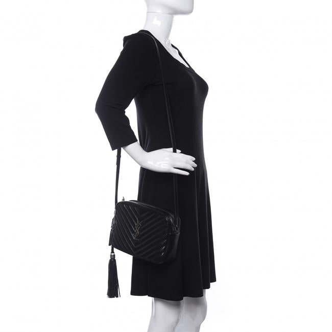 Saint Laurent Monogram Lou Camera Calfskin Matelasse Black Leather Shoulder Bag