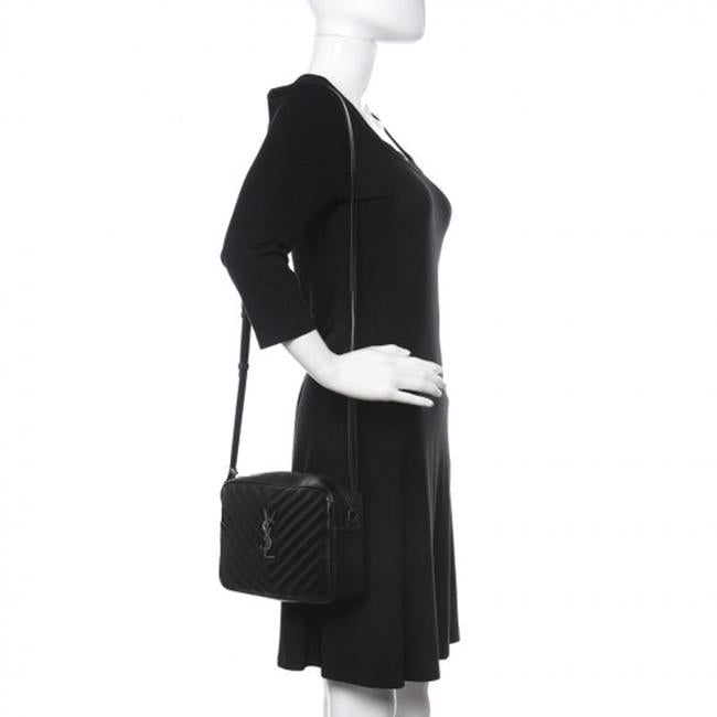 Saint Laurent Monogram Lou Camera Calfskin Matelasse Black Leather Shoulder Bag