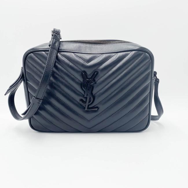 Saint Laurent Monogram Lou Camera Calfskin Matelasse Black Leather Shoulder Bag