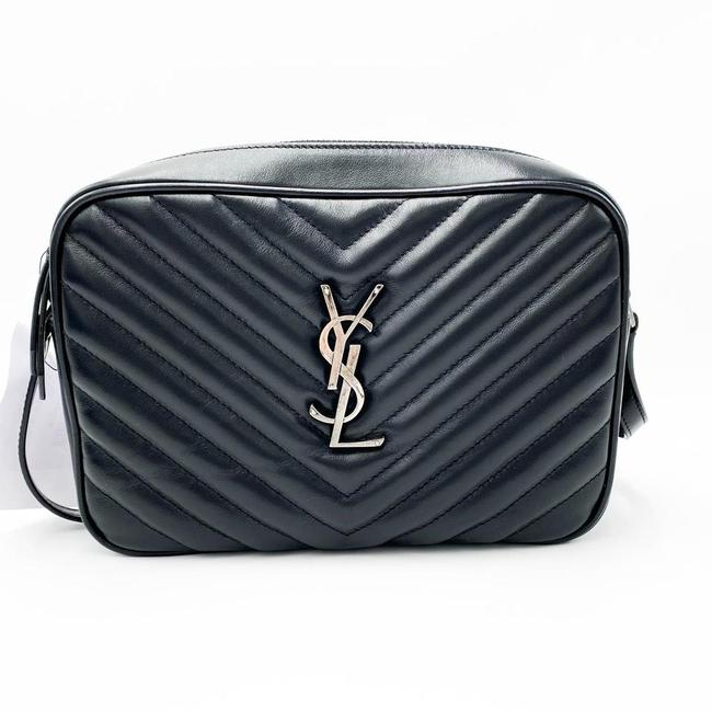 Saint Laurent Monogram Lou Camera Calfskin Matelasse Black Leather Shoulder Bag
