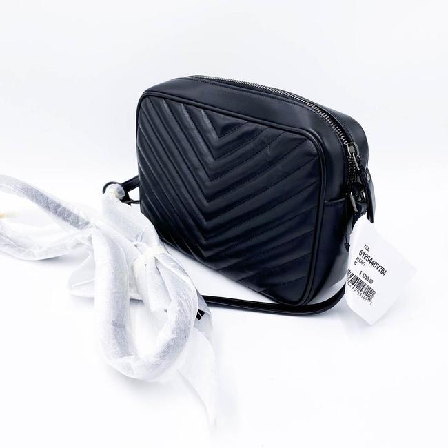 Saint Laurent Monogram Lou Camera Calfskin Matelasse Black Leather Shoulder Bag