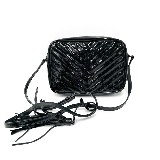 Saint Laurent Monogram Lou Camera Calfskin Matelasse Black Patent Leather Cross Body Bag