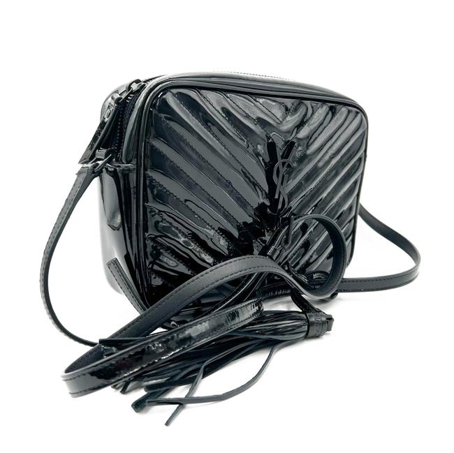 Saint Laurent Monogram Lou Camera Calfskin Matelasse Black Patent Leather Cross Body Bag