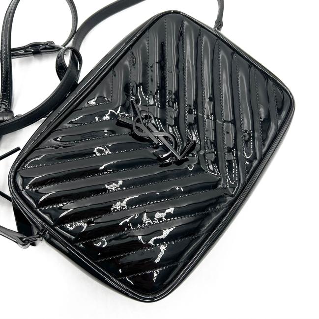 Saint Laurent Monogram Lou Camera Calfskin Matelasse Black Patent Leather Cross Body Bag