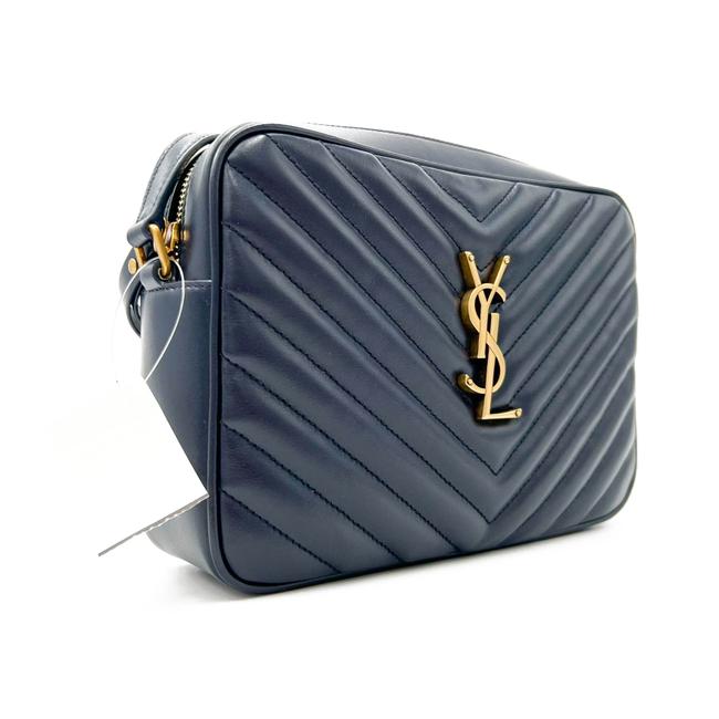 Saint Laurent Monogram Lou Camera Calfskin Matelasse Blue Leather Shoulder Bag