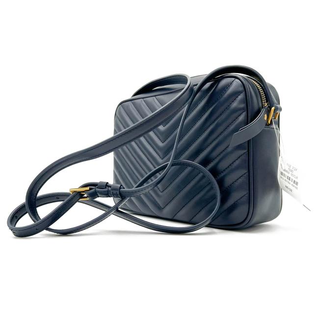 Saint Laurent Monogram Lou Camera Calfskin Matelasse Blue Leather Shoulder Bag