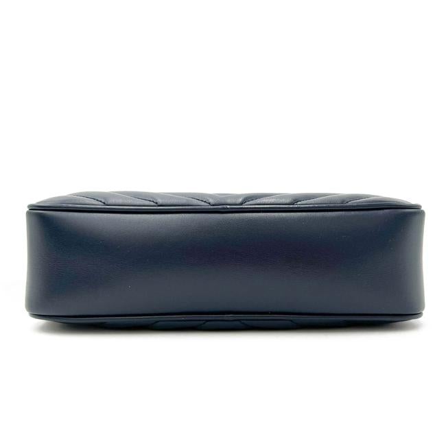 Saint Laurent Monogram Lou Camera Calfskin Matelasse Blue Leather Shoulder Bag